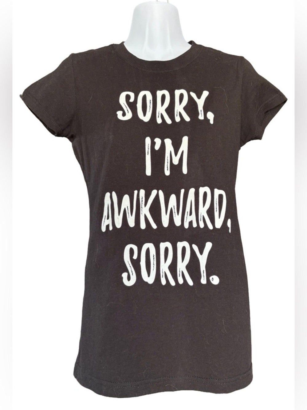 Black Matter Black Tee with White Graphic “Sorry, I’m Awkward, Sorry”